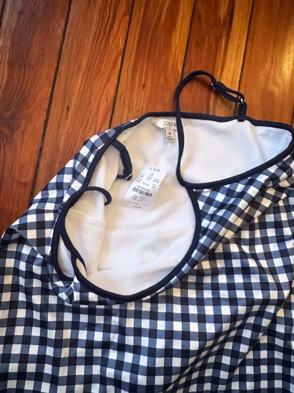 NWT J. Crew Factory Navy and White Gingham Active Dress - Picture 4 of 6